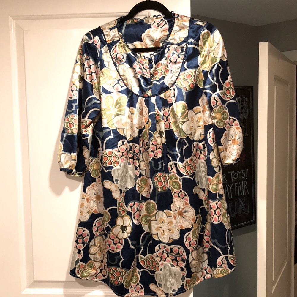 Satin 3/4 Sleeve Swing Dress